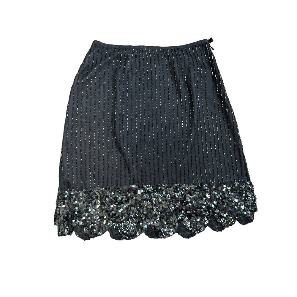 NWT~ Bloomingdales Black Sequined‎ Beaded Skirt~ 2P